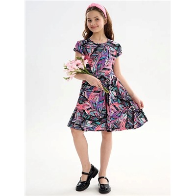 Детское платье "Птичка" / Тропики розовые