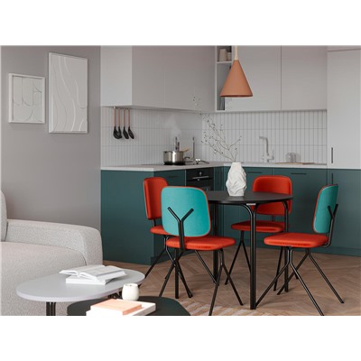 Стул Ror, Y, велюр, черный/темно-красный/зелено-синий