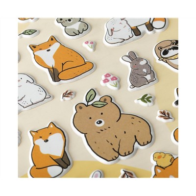 Наклейки объемные MESHU "Forest animals", 10*23см, пакет европодвес
