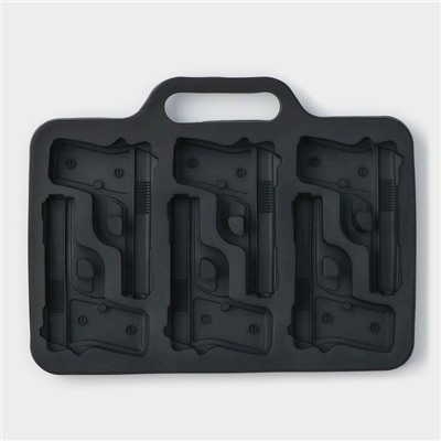 Форма для шоколада Доляна «Пистолет», силикон, 18.7×13.4 см, 6 ячеек (7.5×5.1 см), тёмно-серая