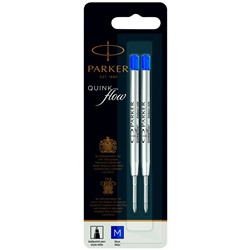 Стержень шариковый объемный Parker "QuinkFlow Ball Point" синий, 98мм, 1,0мм, метал. корпус, 2шт., блистер