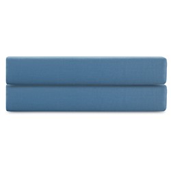 Простыня на резинке из премиального сатина джинсово-синего цвета из коллекции Essential, 200х200х30