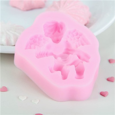 Молд для заливки Доляна «Ангел с гармошкой», силикон, 9×7.4×2 см, розовый