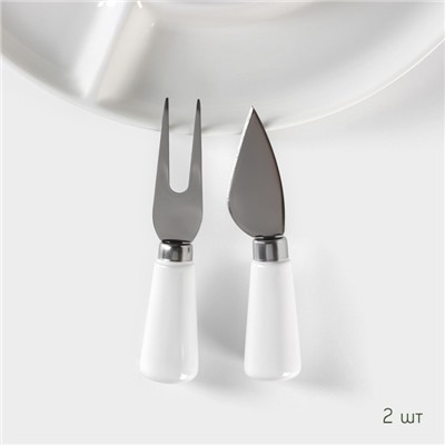 Набор для канапе и нарезки BellaTenero, 8 предметов: блюдо d=29.8 см, доска для нарезки, 2 ножа, 4 шпажки, фарфор, белый