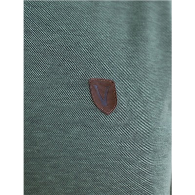 Футболка поло с воротником на пуговицах из полотна пике с меланжевым плетением с эластаном