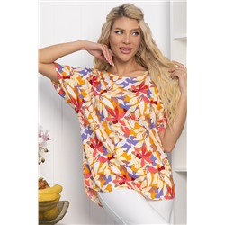 Блуза Маргоша (бежевая/цветы) Б13783-16М