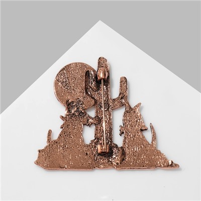 Брошь «Любовь в пустыне», чернёная, красная, медь