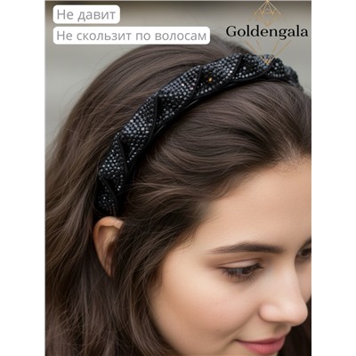 Ободок косичка для волос со стразами Арт ОБ6А/005