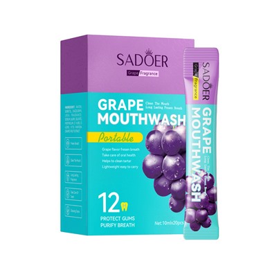 Ополаскиватель для полости рта в саше с виноградным вкусом SADOER Grape Mouthwash, 10мл*20 шт