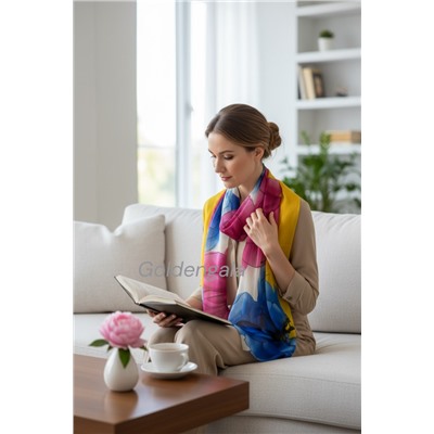 Шарф шифоновый с цветочным рисунком 3D Арт М52/11