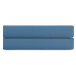 Простыня на резинке из премиального сатина джинсово-синего цвета из коллекции Essential,  160х200х30