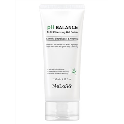 MeLoSo Очищающая пенка для лица с экстрактом камелии и алоэ / pH Balance Mild Cleansing Gel Foam, 130 мл