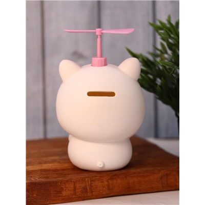 Kопилка - ночник «Baby pig fan», white (13,5 см), пластик