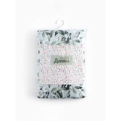 Шторы для кухни Доляна Apple flowers, 146×180 см - 2 шт., подхваты - 2 шт., 100% хлопок, 164 г/м²