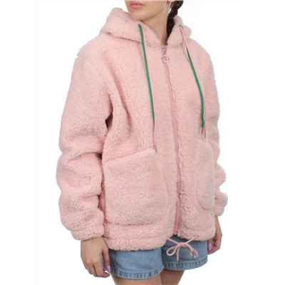 1003 PINK Куртка плюшевая демисезонная (65% хлопок, 35% полиэстер) оверсайз 44-54