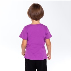 Футболка детская, цвет фиолетовый/пингвин, рост 104 см
