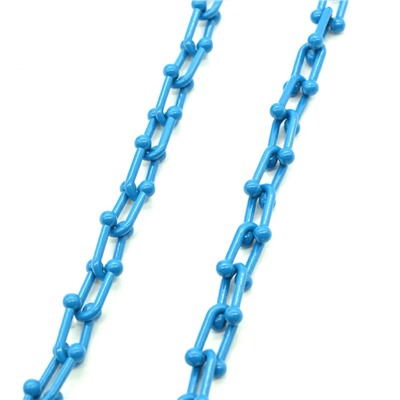 Цепочка для украшений, звено 15*9мм с эмалью цв.синий, 50см