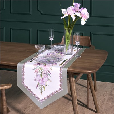 ДОРОЖКА "ИРИСЫ" 45Х145СМ, 100% ХЛОПОК,ТВИЛ C ПРОПИТКОЙ БЕЛЫЙ