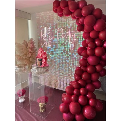 Панель с пайетками для фотозоны 30×30 см, серебристая с эффектом голографии