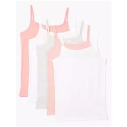 5 Pack Cotton Spotted Camisole Vests (2-16 Yrs)
