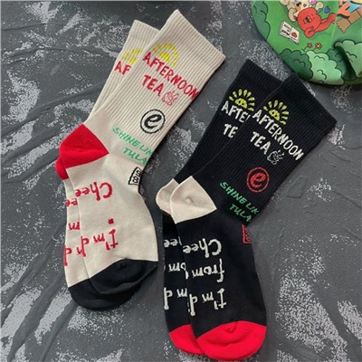 Genuine design cotton knee socks for men and women, mid-length, internet celebrity