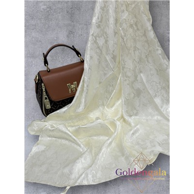 Платок однотонный из натурального шелка айвори Арт В1051/09