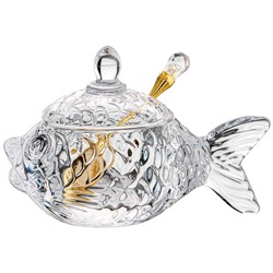 ИКОРНИЦА С ЛОЖКОЙ "РЫБКА" 110 МЛ. 15,5*7,5 СМ ВЫСОТА=10 СМ. КОЛЛЕКЦИЯ "MUZA" (КОР=24ШТ.)