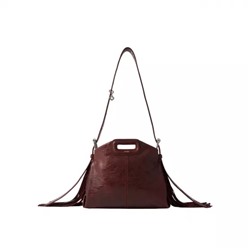 Маленькая бордовая сумка Мисс M, Crackled Leather Miss M Mini Bag Burgundy, произв. Maje