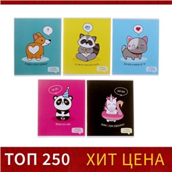 Тетрадь 36 листов в клетку Calligrata «У меня лапки», обложка мелованный картон, МИКС