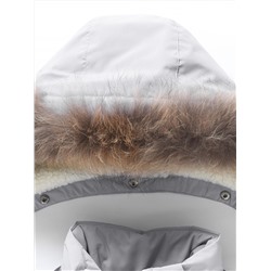 Парка зимняя подростковая для девочки с капюшоном и мехом серого цвета 9532Sr
