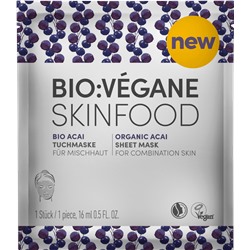 BIO VEGANE (Био Веган) TuchMaske Маска для лица Skinfood Acai, 16 мл