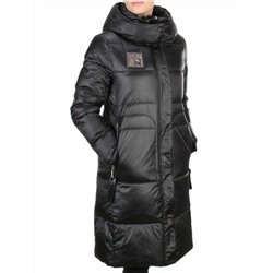 9110 BLACK Пальто зимнее женское FLOWERROVE (200 гр. холлофайбера)