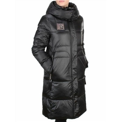 9110 BLACK Пальто зимнее женское FLOWERROVE (200 гр. холлофайбера)