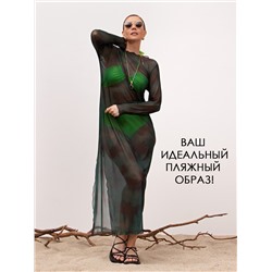 Платье пляжное длинное Ты и море (зеленое) П15291-1М