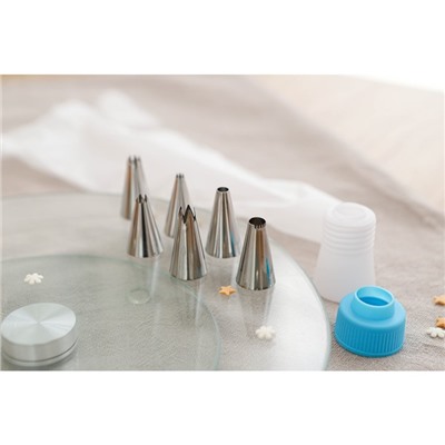 Набор кондитерский Доляна, 7 предметов: мешок 24 см, 6 насадок d=1.8 см, насадки и МИКС