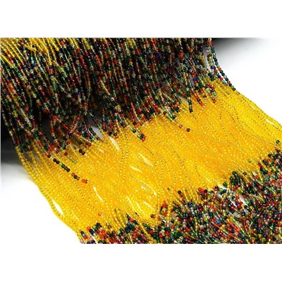 Бусины из шпинели шарик гр.2мм цв.желтый, ассорти, 37см, 197 бусин