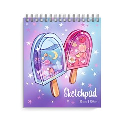 Скетчпад 168х195 мм, 30 л, блок - белый 120 г/м2 СЛАДОСТИ