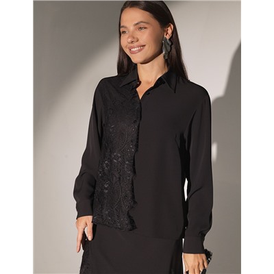 Блузка вечерняя из креп шифона с кружевом