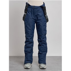 Полукомбинезон утепленный женский зимний горнолыжный темно-синего цвета 7601TS