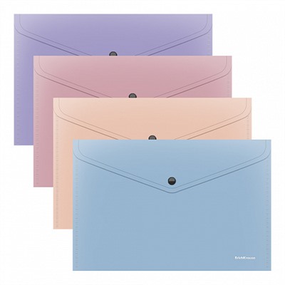 Папка-конверт на кнопке A4 пластик ErichKrause Soft Manga непрозрачный ассорти 61145/12/Россия