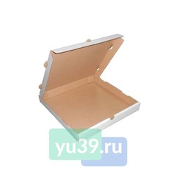 Коробка для пиццы, картонная, 250*250*40мм, профиль, микрогофрокартон, цвет белый/бурый