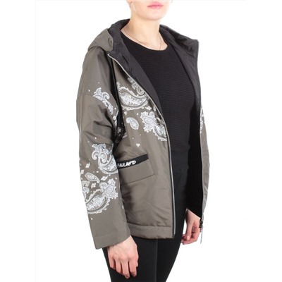 ZW-2312-C SWAMP COLOR Куртка демисезонная женская BLACK LEOPARD (100 гр.синтепон)
