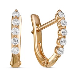 Серьги с фианитом позолоченные серебро 925*