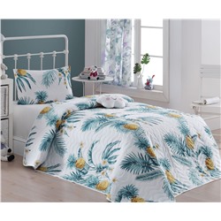 1 сп. Стеганое Покрывало Двустороннее 160x220 см. с Наволочкой 50x70 см. CustomAnanas  Beyaz