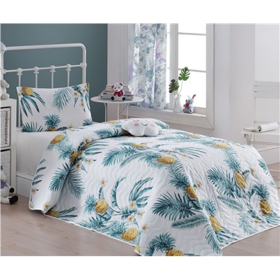 1 сп. Стеганое Покрывало Двустороннее 160x220 см. с Наволочкой 50x70 см. CustomAnanas  Beyaz