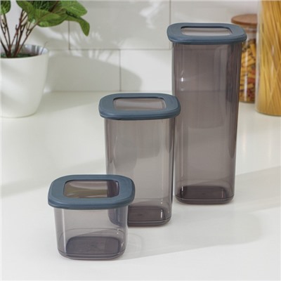 Банки для сыпучих с вакуумной крышкой, набор 3 шт., 550 мл, 1.2 л, 1.75 л, серые