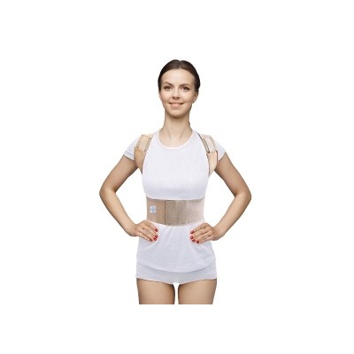 0506 Корректор осанки с четырьмя пластиковыми ребрами "Польза" р.7 (белый)