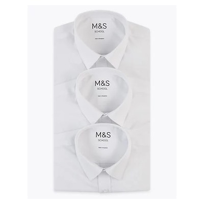 3pk Boys' Longer Length Easy Iron School Shirts (4-18 Yrs)