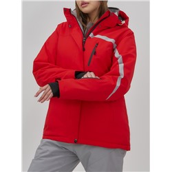 Горнолыжная куртка женская зимняя красного цвета 7017Kr