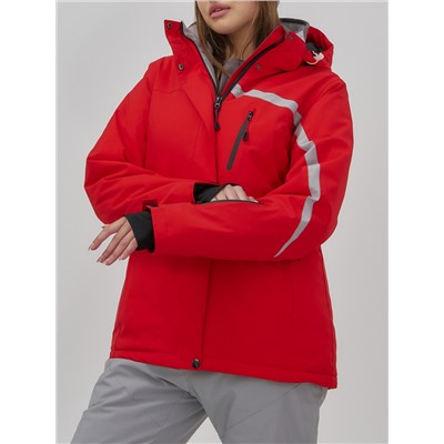 Горнолыжная куртка женская зимняя красного цвета 7017Kr